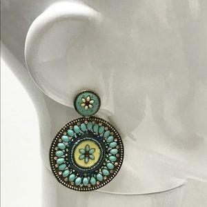 Parisian Art Studio Hand-beaded & Enameled Medallion Earrings-Boutique
